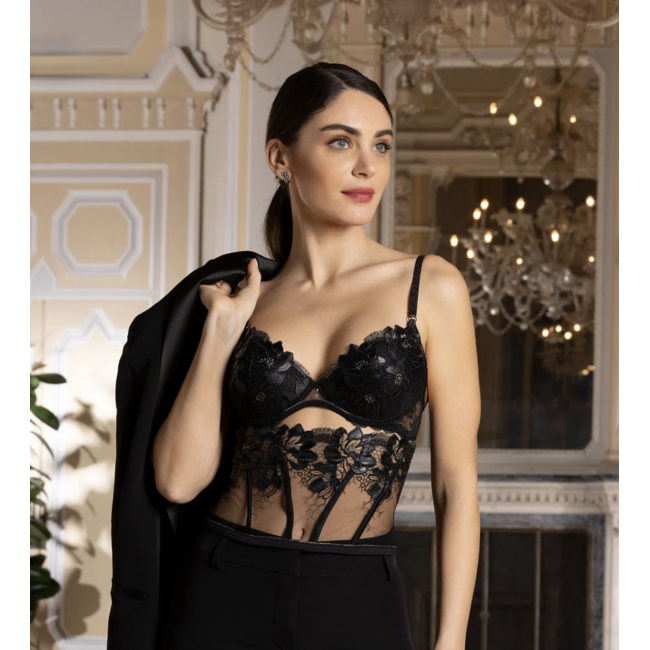 Lise Charmel Cuir Push-up BH Schwarz/silber Couture Dessous ACM8505