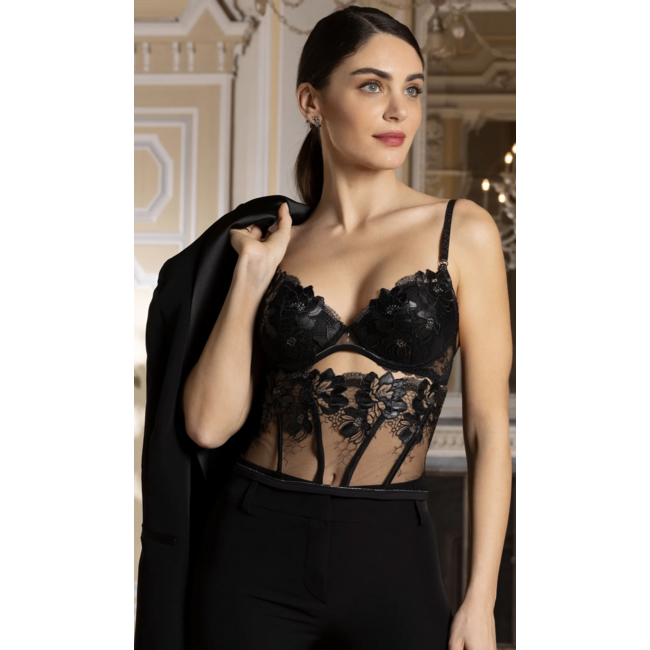 Lise Charmel Cuir – Breiter Taillenband – Schwarz/Silber ACM4805