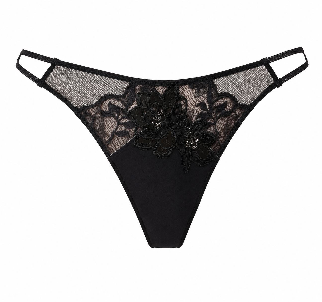 Lise Charmel Cuir String/Tanga Zwart /zilver Couture Lingerie ACM0005