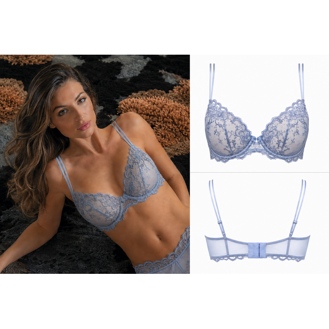 AMBRA AMBRA Lingerie ROMA Oil Push-up Bra Blue Gray 0346