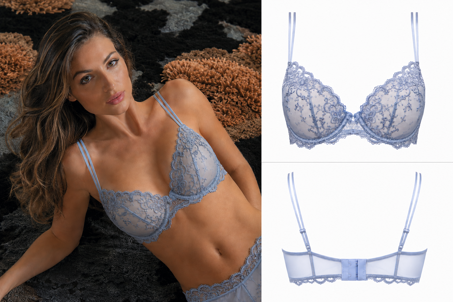 AMBRA ROMA Oil-push BH (ingebouwde pads) Ardesia Grijsblauw 0346