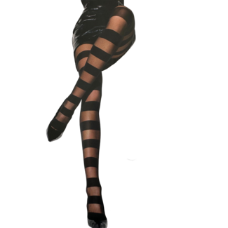 Girardi “C'est Moi” – 15 denier black panty– wide horizontal stripes – Girardi