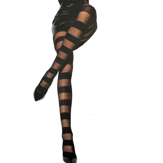 “C'est Moi” – 15 denier black panty– wide horizontal stripes – Girardi