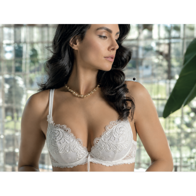 AMBRA Villa d'Este Push-Up Classic Bra Ivory with removable pads  0558