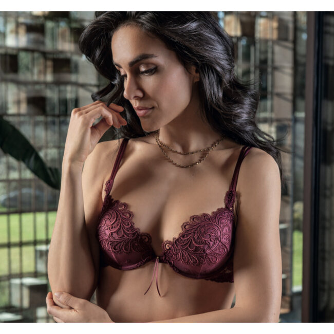 AMBRA Villa D’Este Brasiliano Oil-Push Bra  Burgundy 0556
