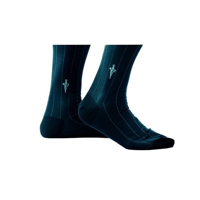 Blaue Socken mit Aqua blau Streifen
