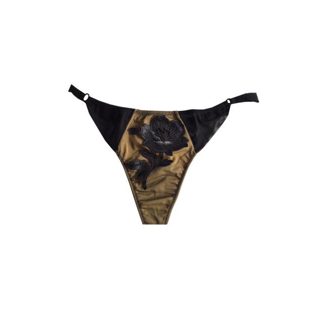 AMBRA Lingerie slips Laser Flowers Tanga Black 1665