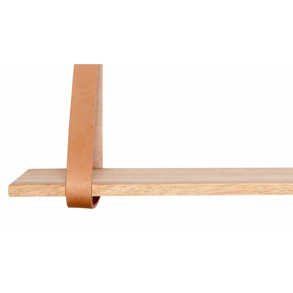 Wandplank, hout met leer