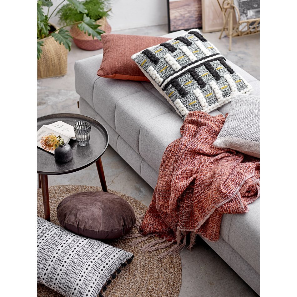 Acryl plaid oranje met franjes