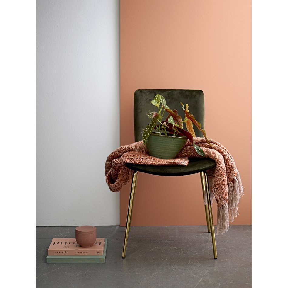 Acryl plaid oranje met franjes