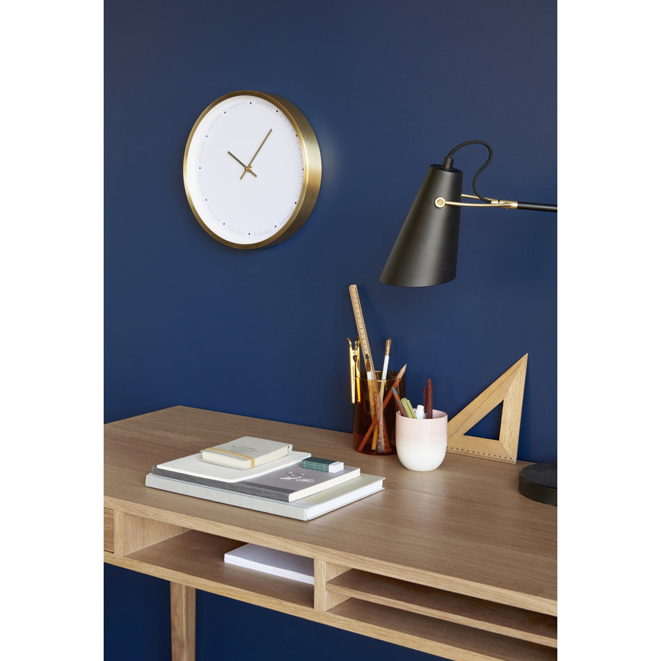 Eikenhouten bureau met lade en 3 open vakken