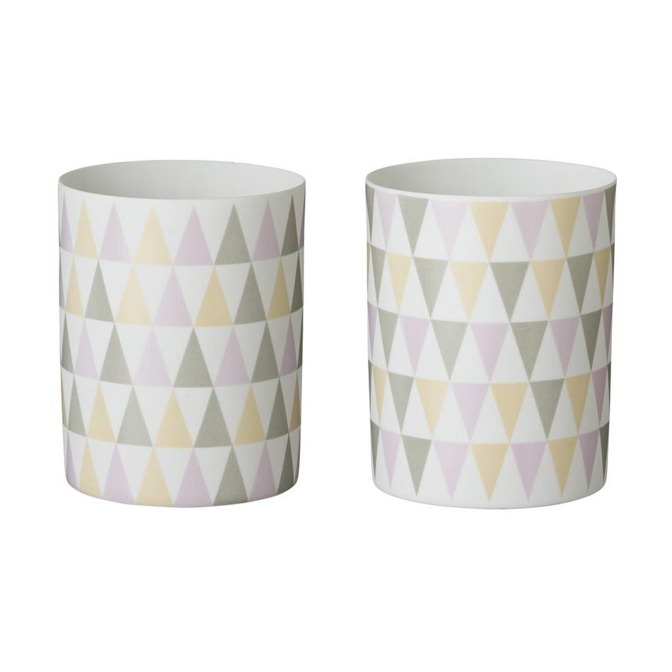 Set van 2 waxinelichthouders triangel pastel