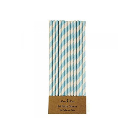 Papieren rietjes blauw wit gestreept