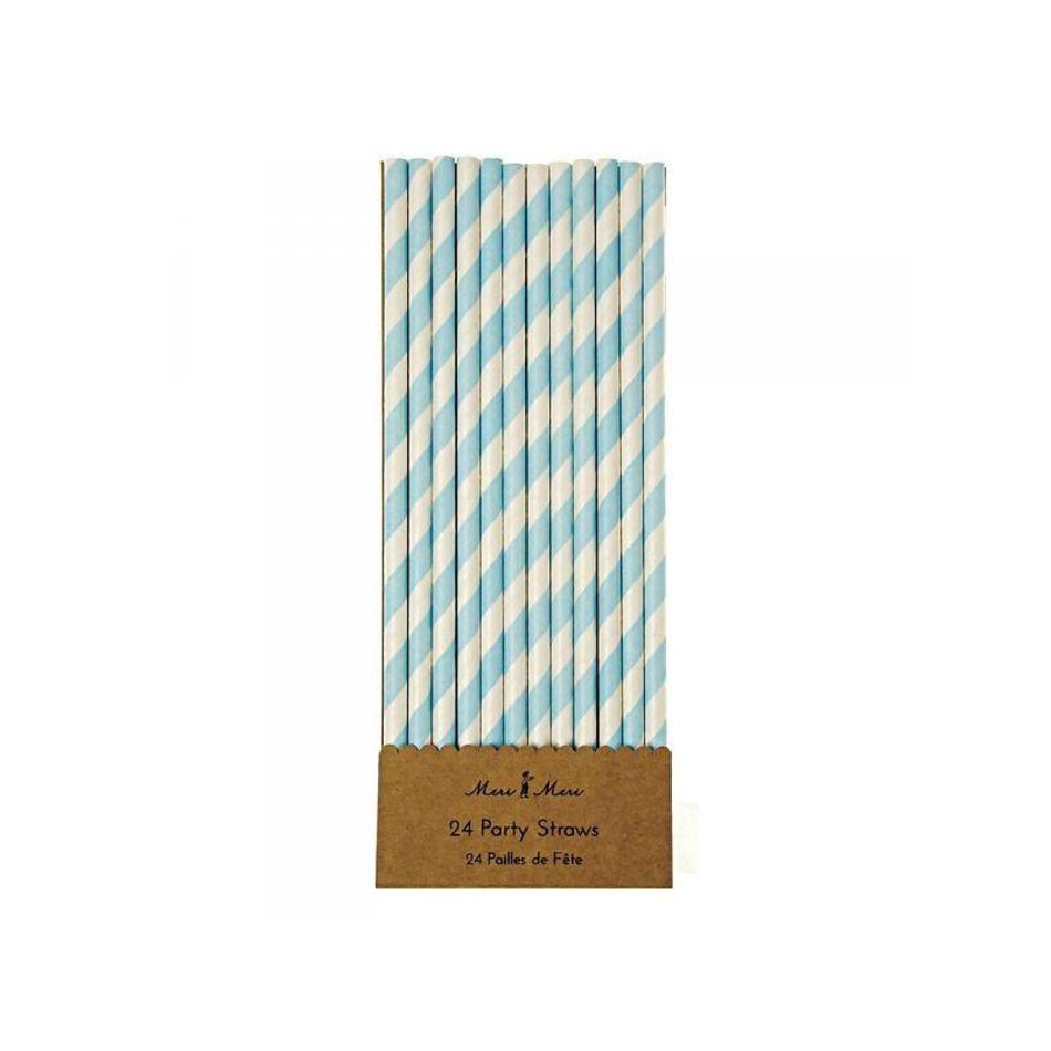 Papieren rietjes blauw wit gestreept