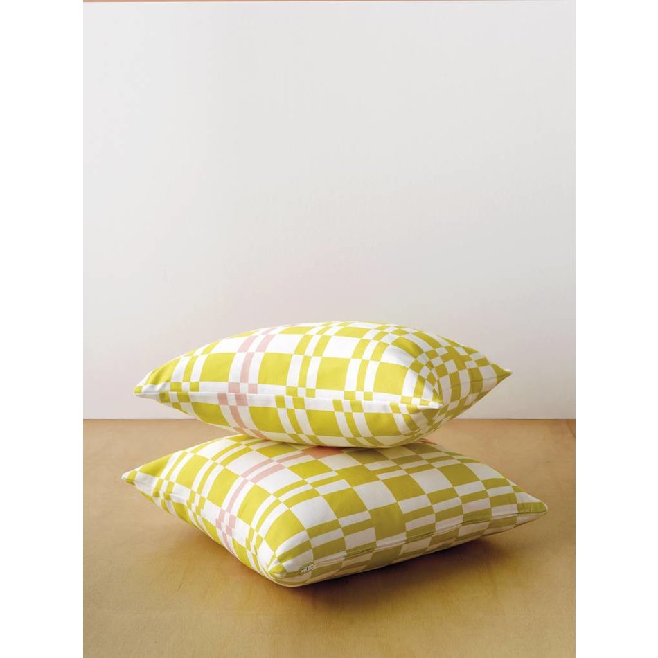 Kussen squarestripe mustardpink