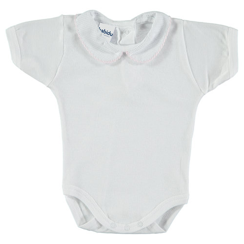 Wit romper/body met roze rand - Babidu 