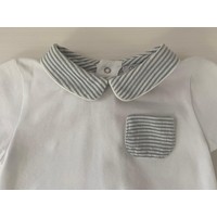 Wit shirt met gestreepte kraag en borstzakje - Patachou
