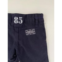Navy short met witte tekst