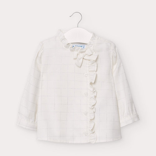 Blouse met ruit en strik (off white) - Mayoral 
