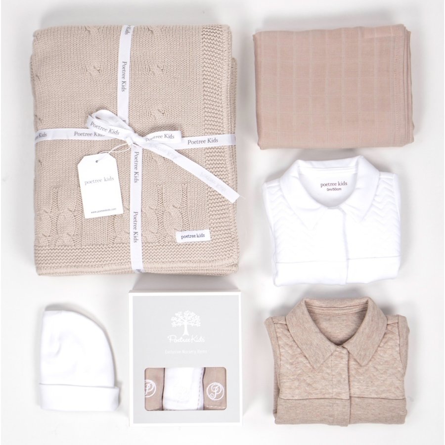 Hydrofiele doekjes  (Light Camel & White) - Poetree Kids