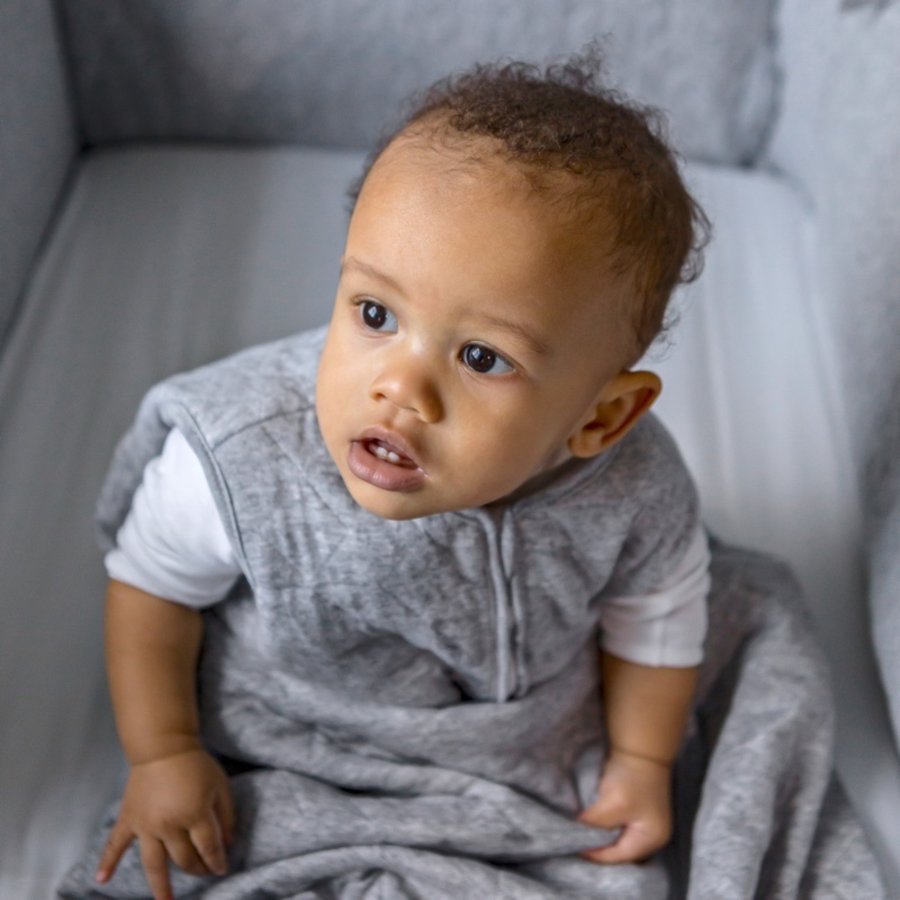 Trappelzak 90cm zomer (Chevron Light Grey Melange) - Poetree Kids