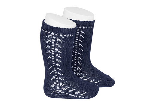 Kniekousen opengewerkt (navy) - Condor 