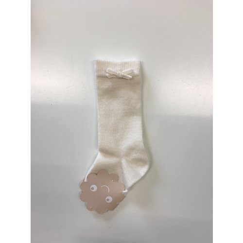 Sok met fluwelen strikje (off white) - Patachou 