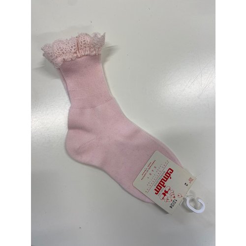 Enkelkousen met kanten rand (roze) - Condor 