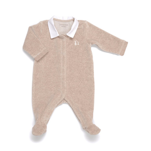 Babypakje Velours (Camel - Witte kraag) - Poetree Kids 