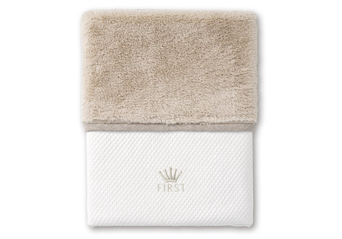 Deken voor ledikant met teddy voering (wit-beige) - First (My First Collection) 