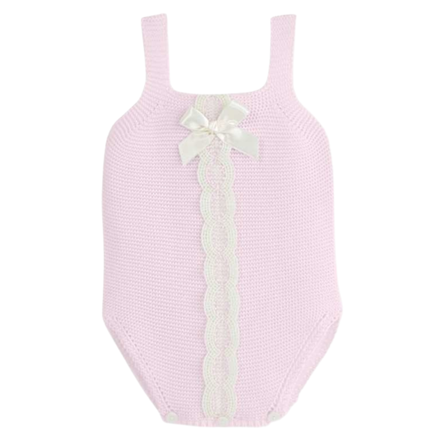 Body/romper gebreid met kant (roze) - Mac ilusión