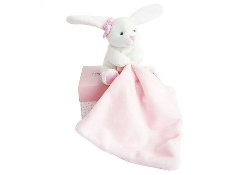 Lapin boite fleur knuffeldoekje (roze) - DouDou et Compagnie 