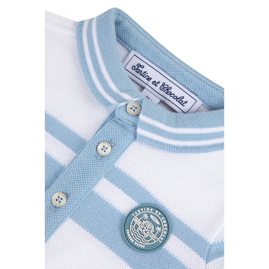 Polo Wit/Lichtblauw - Tartine et Chocolat