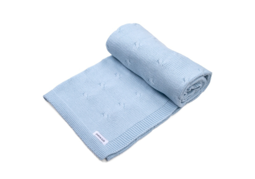 Wiegdeken Katoenen Gebreid (lichtblauw) - Poetree Kids 