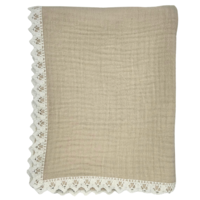 Hydrofiel met kant (beige/taupe)  - Little Mack