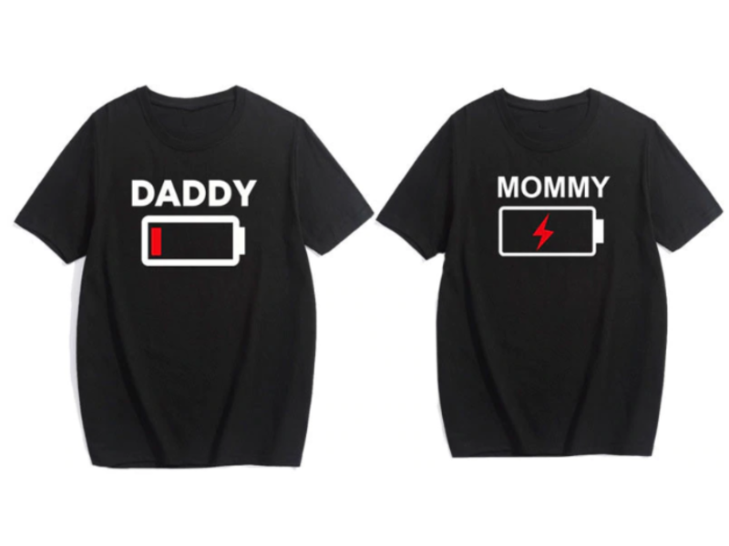 T-shirt Batterij Papa/Mama