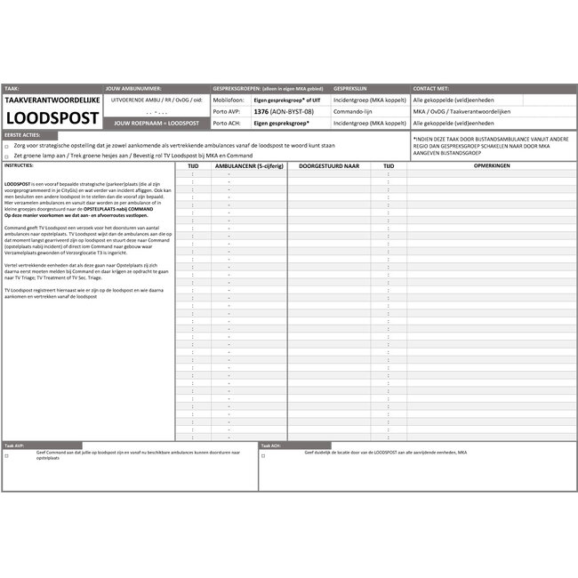 AMTRIB Calamiteiten taakbladen