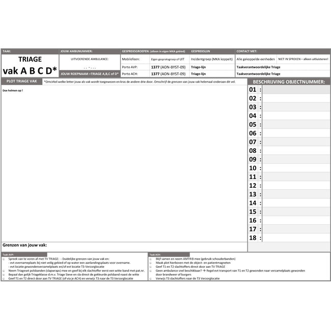 AMTRIB Calamiteiten taakbladen