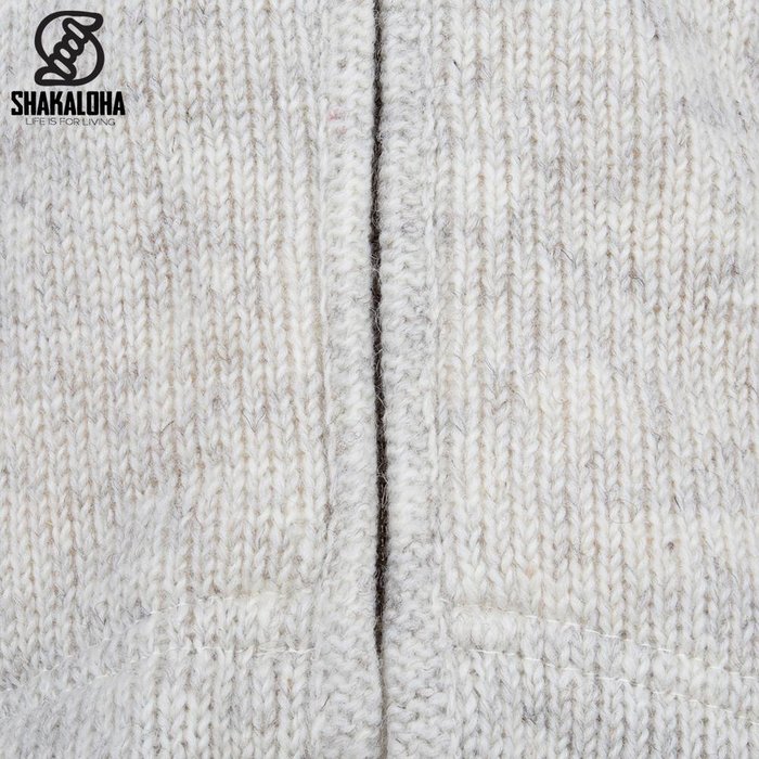 Shakaloha Chaleco de punto de lana Shakaloha Baltonic beige crema con forro polar y capucha desmontable - Mujer - Hecho a mano en Nepal con lana de oveja