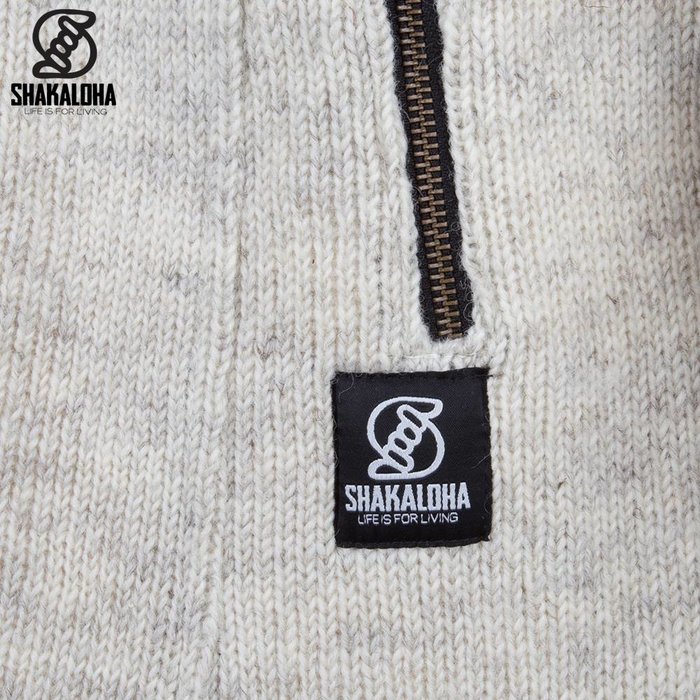 Shakaloha Chaleco de punto de lana Shakaloha Baltonic beige crema con forro polar y capucha desmontable - Mujer - Hecho a mano en Nepal con lana de oveja