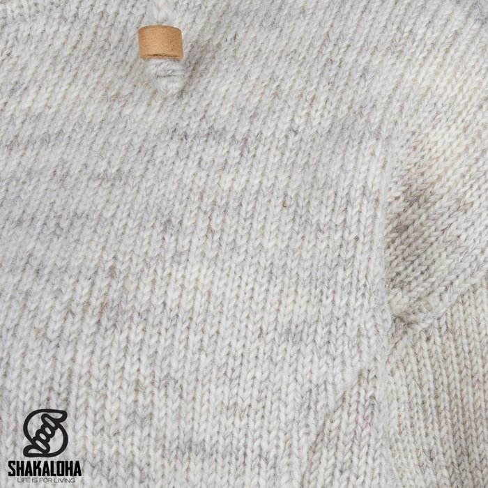 Shakaloha Shakaloha Veste en Laine Tricoté Baltonic Crème beige avec Doublure en polaire et Capuche détachable - Femmes - Fabriqué à la main au Népal en laine de mouton