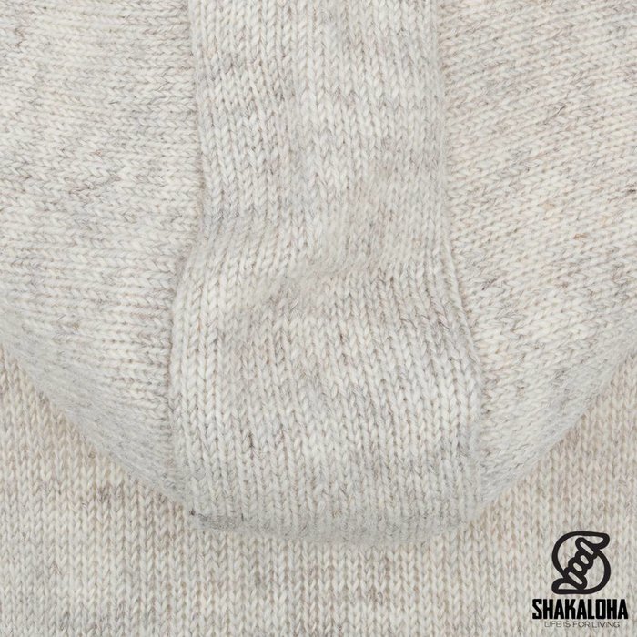 Shakaloha Chaleco de punto de lana Shakaloha Baltonic beige crema con forro polar y capucha desmontable - Mujer - Hecho a mano en Nepal con lana de oveja