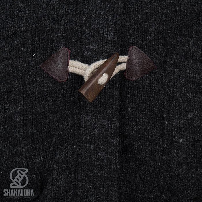 Shakaloha Shakaloha Knitted Woolen Jacket Cody Anthracite with Fleece Lining and Detachable Hood - Woman - Handmade in Nepal from sheep's wool