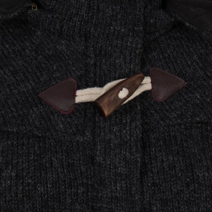 Shakaloha Shakaloha Knitted Woolen Jacket Cody Anthracite with Fleece Lining and Detachable Hood - Woman - Handmade in Nepal from sheep's wool