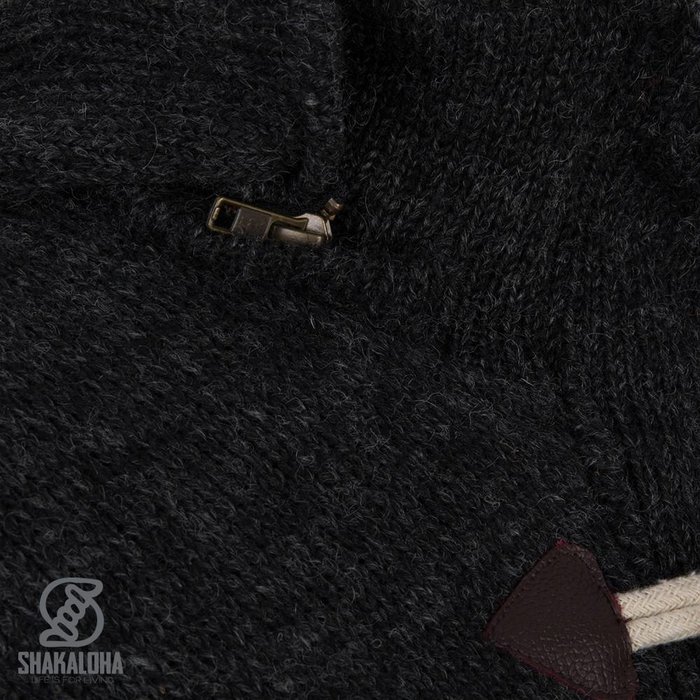 Shakaloha Shakaloha Veste en Laine Tricoté Cody Anthracite avec Doublure en polaire et Capuche détachable - Femmes - Fabriqué à la main au Népal en laine de mouton