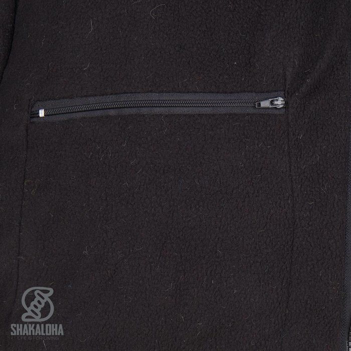 Shakaloha Shakaloha Gestrickte Wollweste Rib Patch ZH Gemischtes mehrfarbiges Fell mit Fleecefutter und abnehmbarer Kapuze – Damen – Handgefertigt in Nepal aus Schafwolle