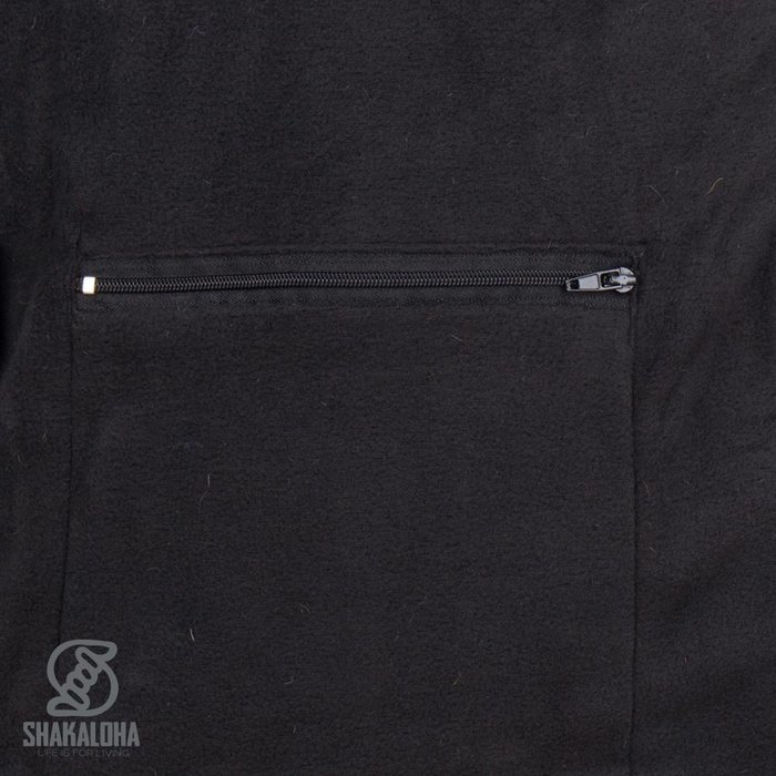 Shakaloha Chaleco de punto de lana Shakaloha con parche ZH de piel multicolor, forro polar y capucha desmontable - Mujer - Hecho a mano en Nepal con lana de oveja