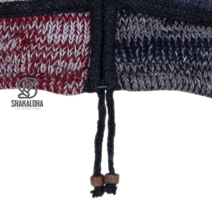 Shakaloha Chaleco de punto de lana Shakaloha con parche ZH multicolor descolorido, forro polar y capucha desmontable - Hombre/Liso - Hecho a mano en Nepal con lana de oveja