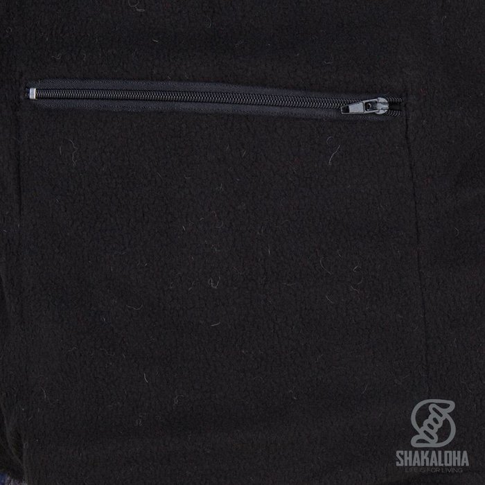 Shakaloha Gilet en laine tricotée Shakaloha Patch ZH multicolore délavé avec doublure polaire et capuche amovible - Homme/Uni - Fait main au Népal en laine de mouton