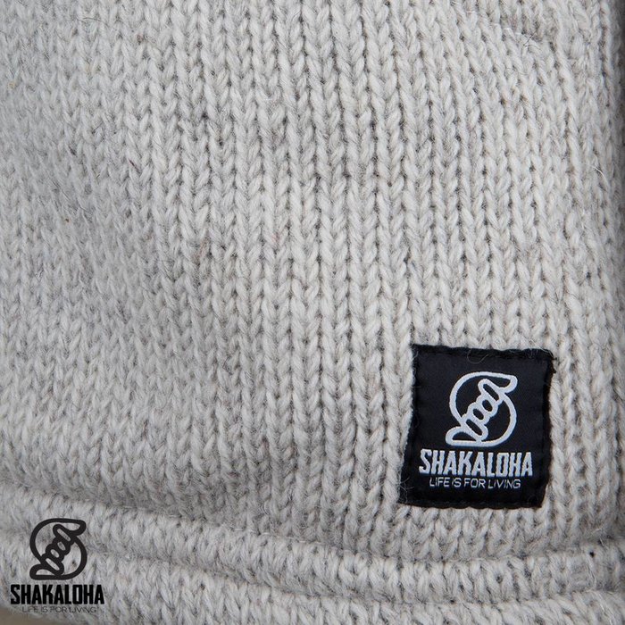 Shakaloha Shakaloha Knitted Woolen Jacket Breaker Beige Cream with Nylon Windstopper and Detachable Hood - Men - Unisex - Handmade in Nepal from sheep's wool